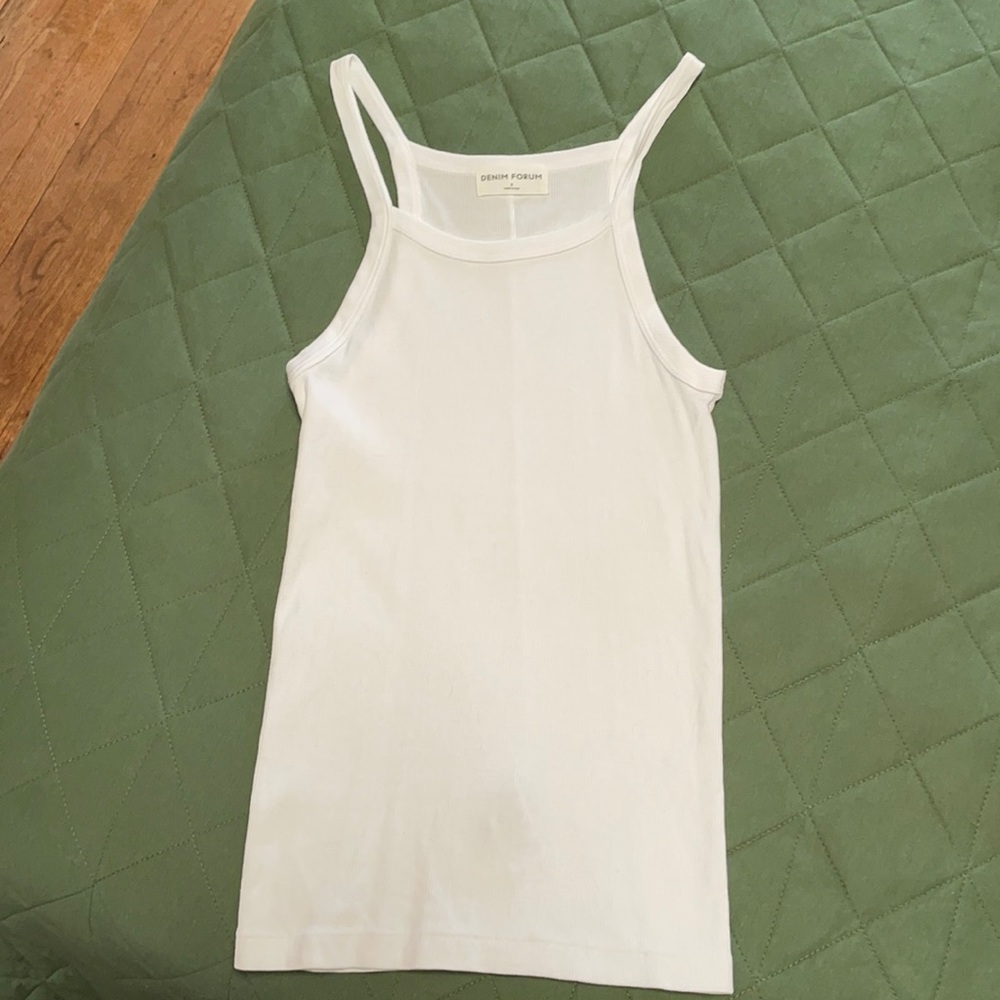 Denim Forum by Aritzia | White rubber tank top | NWOT  | Small